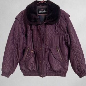 Vintage Snuggler Ski Wear Chamonix Jacket Women’s 12 Purple Quilted Faux Fur